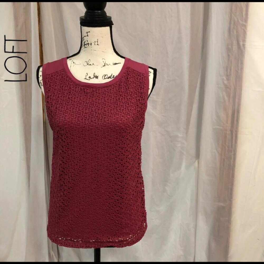 Ann Taylor LOFT, lace overlay tank-medium.